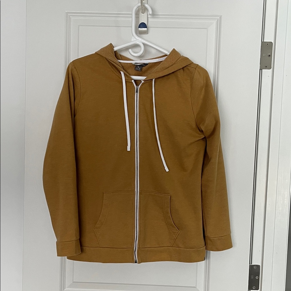 Eddie Bauer mustard yellow Hoodie with White Accents sz M